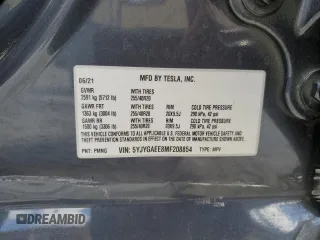 2021 Tesla Model Y Long Range z VIN 5YJYGAEE8MF208854, wystawiony jako Copart lot #56382535 z przebiegiem 47 531 mil mil oraz Nie do naprawy • Non repairable. Historia ofert i sprzedaży dostępna na DreamBid. Obrazek 12.