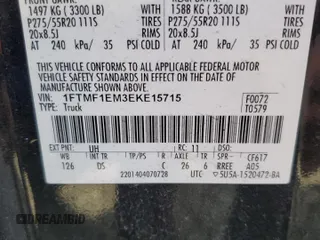 2014 Ford F-150 XL с VIN 1FTMF1EM3EKE15715, выставлен на аукционе Copart как лот 51105035 с пробегом 150 593 миль миль и Чистый • Clean title. История ставок и продаж доступна на DreamBid. Изображение 12.