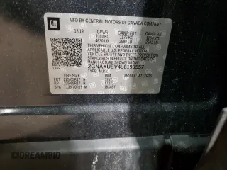 2020 Chevrolet Equinox LT with VIN 2GNAXUEV4L6193557, listed as a Copart auction lot 47398585 with 83,889 mi miles and Salvage Title. Bid and sale history available at DreamBid. Image 14.
