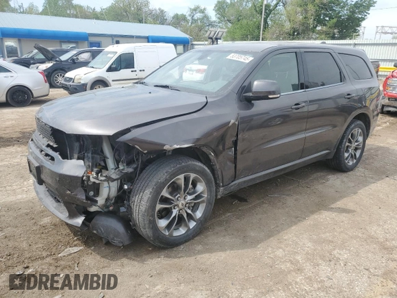 2019 Dodge Durango GT Plus z VIN 1C4RDJDG4KC744761, wystawiony jako Copart lot #53705745 z przebiegiem 149 320 mil mil oraz Szkoda całkowita • Salvage title. Historia ofert i sprzedaży dostępna na DreamBid. Obrazek 1.