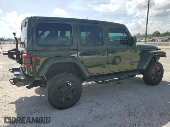 2021 Jeep Wrangler Unlimited Sahara Altitude with VIN 1C4HJXEM9MW596278, listed as a Copart auction lot 61005625 with 47,033 mi miles and Salvage title. Bid and sale history available at DreamBid. Image 3.