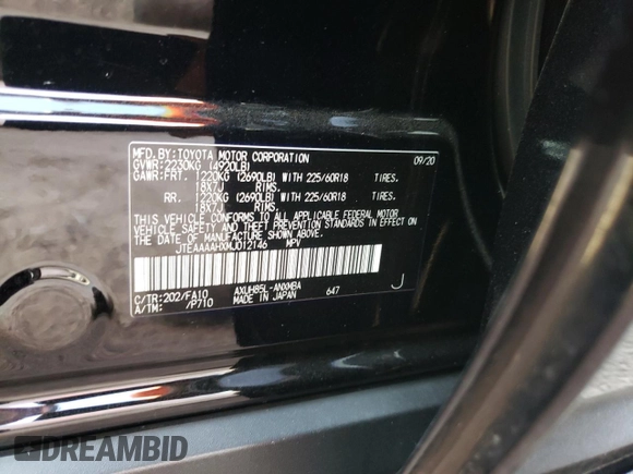 2021 Toyota Venza LE with VIN JTEAAAAHXMJ012146, listed as a Copart auction lot 69411662 with 29,820 mi miles. Bid and sale history available at carsss.com. Image 12.