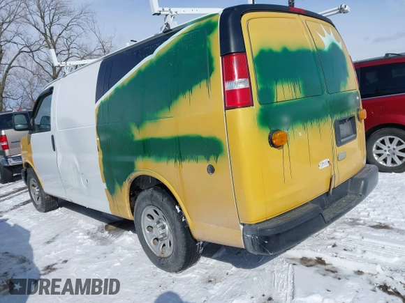 2010 Chevrolet Express Cargo Van with VIN 1GCUGADX0A1182689, listed as a IAAI auction lot 41554281 with 107,929 mi miles. Bid and sale history available at carsss.com. Image 3.