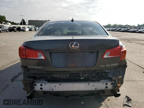 2010 Lexus IS 250 with VIN JTHCF5C29A5042532, listed as a Copart auction lot 62377585 with 204,755 mi miles and Salvage title. Bid and sale history available at DreamBid. Image 6.