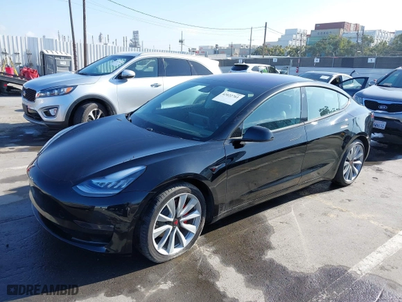 2019 Tesla Model 3 Long Range with VIN 5YJ3E1EB9KF186737, listed as a IAAI auction lot 42022761 with 43,742 mi miles. Bid and sale history available at carsss.com. Image 19.