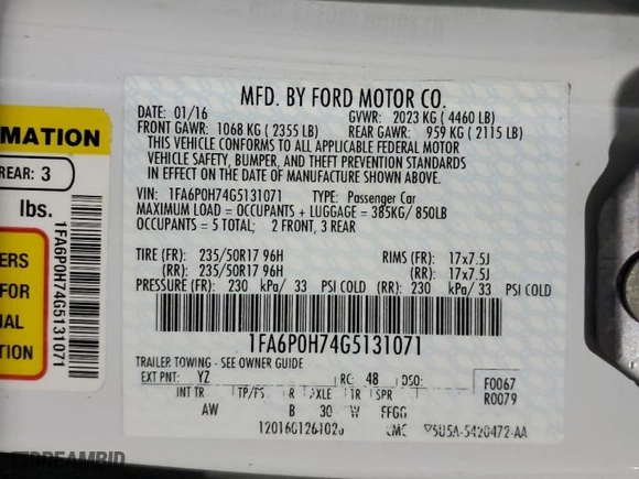 2016 Ford Fusion SE with VIN 1FA6P0H74G5131071, listed as a Copart auction lot 87656675 with 210,718 mi miles and Clean Title. Bid and sale history available at carsss.com. Image 12.