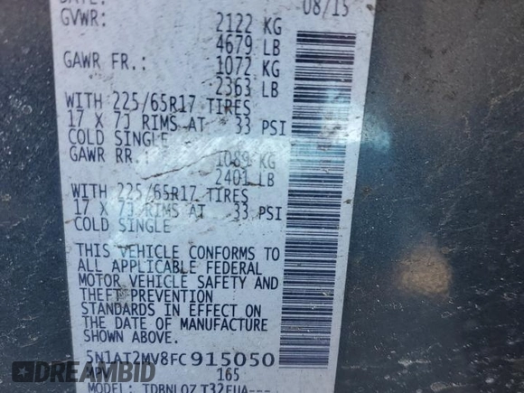 2015 Nissan Rogue SL z VIN 5N1AT2MV8FC915050, wystawiony jako Copart lot #50348105 z przebiegiem 123 072 mil mil oraz Szkoda całkowita • Salvage title. Historia ofert i sprzedaży dostępna na DreamBid. Obrazek 13.