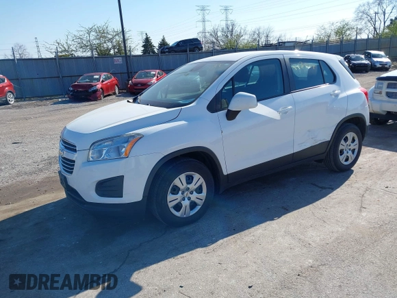 2016 Chevrolet Trax LS with VIN 3GNCJKSB4GL280174, listed as a IAAI auction lot 41982347 with 112,195 mi miles. Bid and sale history available at carsss.com. Image 2.
