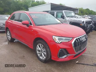 2024 Audi Q3 S line Premium with VIN WA1DECF36R1126631, listed as a IAAI auction lot 41959027 with 21,775 mi miles. Bid and sale history available at carsss.com. Image 1.