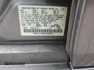 2003 Nissan Altima S with VIN 1N4AL11D43C337878, listed as a Copart auction lot 47036405 with 175,321 mi miles and Salvage Title. Bid and sale history available at carsss.com. Image 12.