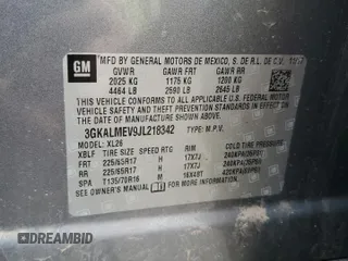 2018 GMC Terrain SLE with VIN 3GKALMEV9JL218342, listed as a Copart auction lot 52577485 with 74,361 mi miles and Salvage Title. Bid and sale history available at carsss.com. Image 14.