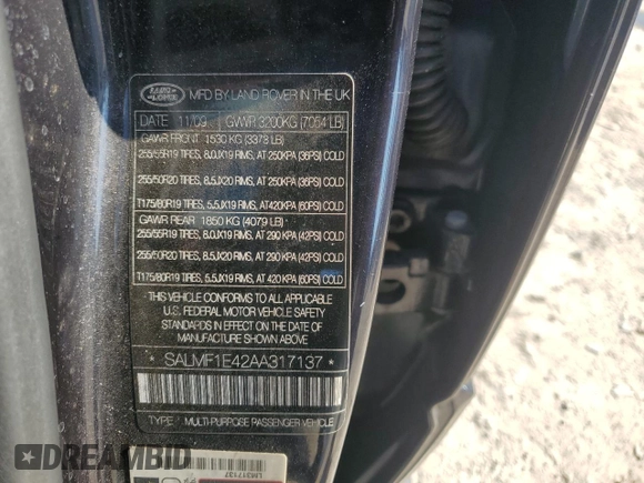 2010 Land Rover Range Rover SC z VIN SALMF1E42AA317137, wystawiony jako Copart lot #71757024 z przebiegiem 101 109 mil mil oraz Szkoda całkowita • Salvage title. Historia ofert i sprzedaży dostępna na DreamBid. Obrazek 13.