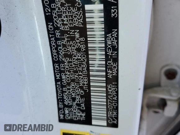 2010 Lexus HS 250h with VIN JTHBB1BA8A2019818, listed as a Copart auction lot 82401384 with 115,184 mi miles and Salvage Title. Bid and sale history available at DreamBid. Image 12.