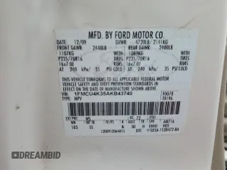 2010 Ford Escape Hybrid with VIN 1FMCU4K35AKB43740, listed as a Copart auction lot 58714855 with 116,463 mi miles and Salvage title. Bid and sale history available at DreamBid. Image 13.