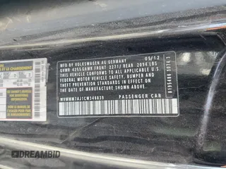 2012 Volkswagen Golf TDI w/Tech Pkg with VIN WVWMM7AJ1CW346839, listed as a Copart auction lot 48751445 with Not provided miles and Salvage title. Bid and sale history available at DreamBid. Image 14.