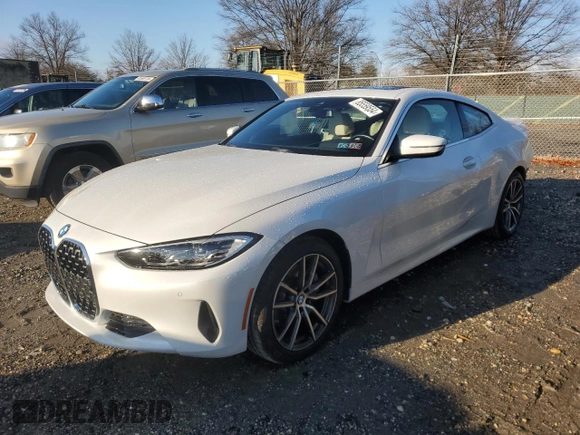 2022 BMW 4 Series 430i xDrive with VIN WBA73AP08NCH76285, listed as a Copart auction lot 85559554 with 25,366 mi miles and Salvage Title. Bid and sale history available at DreamBid. Image 1.