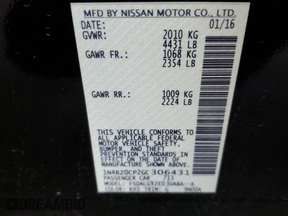 2016 Nissan LEAF S z VIN 1N4BZ0CP2GC306431, wystawiony jako Copart lot #56547235 z przebiegiem 86 000 mil mil oraz Czysty tytuł • Clean title. Historia ofert i sprzedaży dostępna na DreamBid. Obrazek 12.