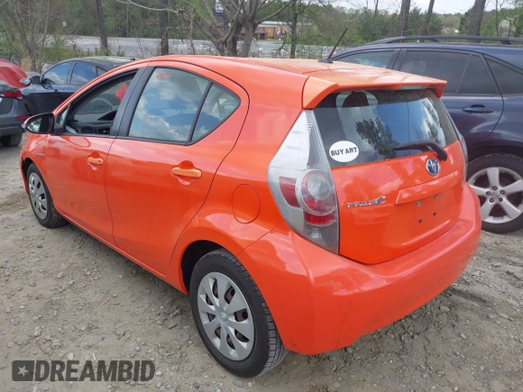 2012 Toyota Prius One with VIN JTDKDTB37C1003563, listed as a IAAI auction lot 41946923 with 125,636 mi miles. Bid and sale history available at carsss.com. Image 3.