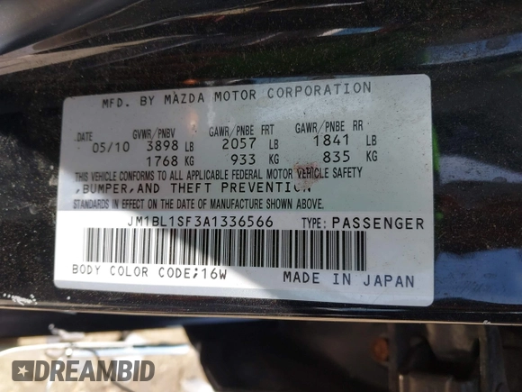 2010 Mazda 3 i SV with VIN JM1BL1SF3A1336566, listed as a IAAI auction lot 42023266 with 134,421 mi miles and . Bid and sale history available at DreamBid. Image 9.
