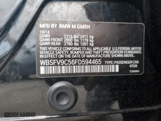 2015 BMW M5 with VIN WBSFV9C56FD594465, listed as a Copart auction lot 72085944 with 76,313 mi miles and Salvage Title. Bid and sale history available at carsss.com. Image 14.