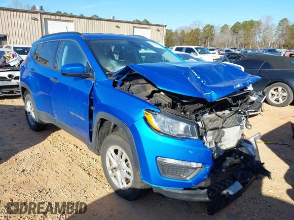 2020 Jeep Compass Sport with VIN 3C4NJDABXLT156953, listed as a IAAI auction lot 41443366 with 52,452 mi miles. Bid and sale history available at carsss.com. Image 1.