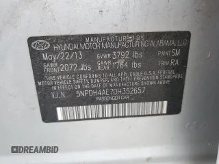 2013 Hyundai Elantra GLS с VIN 5NPDH4AE7DH352657, выставлен на аукционе Copart как лот 57814215 с пробегом 115 566 миль миль и Списание • Salvage title. История ставок и продаж доступна на DreamBid. Изображение 12.