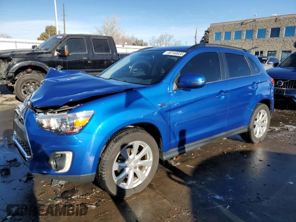2015 Mitsubishi Outlander Sport 2.4 GT with VIN 4A4AP4AW3FE025537, listed as a Copart auction lot 44140035 with 62,422 mi miles and Salvage Title. Bid and sale history available at carsss.com. Image 1.