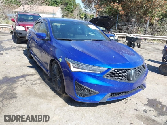 2019 Acura ILX w/Premium/A-Spec Pkg with VIN 19UDE2F80KA001840, listed as a IAAI auction lot 41838274 with 55,480 mi miles. Bid and sale history available at carsss.com. Image 1.