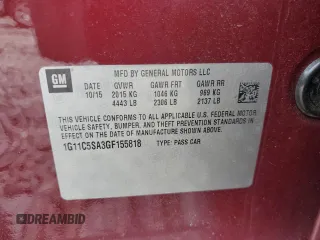 2016 Chevrolet Malibu Limited LT with VIN 1G11C5SA3GF155818, listed as a Copart auction lot 72963364 with 105,788 mi miles and Salvage Title. Bid and sale history available at carsss.com. Image 12.