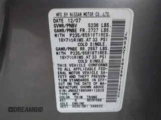 2009 Nissan Murano S with VIN JN8AZ18W39W112928, listed as a IAAI auction lot 41880439 with 151,948 mi miles and . Bid and sale history available at carsss.com. Image 9.