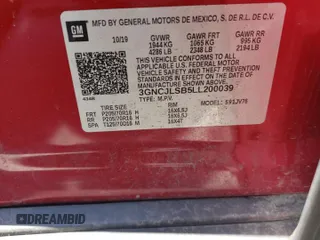 2020 Chevrolet Trax LT z VIN 3GNCJLSB5LL200039, wystawiony jako Copart lot #53728835 z przebiegiem Nie podano mil oraz Szkody całkowita. Historia ofert i sprzedaży dostępna na DreamBid. Obrazek 13.