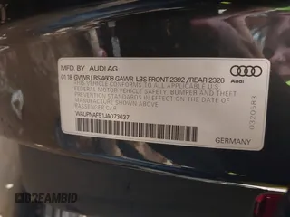 2018 Audi A5 Premium Plus with VIN WAUPNAF51JA073637, listed as a IAAI auction lot 41289291 with Not Provided miles and . Bid and sale history available at DreamBid. Image 9.