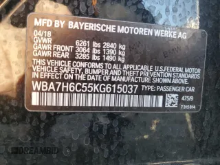 2019 BMW 7 Series M760i xDrive with VIN WBA7H6C55KG615037, listed as a Copart auction lot 80218404 with 43,405 mi miles and Salvage Title. Bid and sale history available at carsss.com. Image 12.