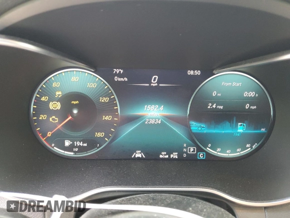 2021 Mercedes-Benz GLC 300 with VIN W1N0J8EB6MF919745, listed as a Copart auction lot 56663705 with 23,834 mi miles and Salvage title. Bid and sale history available at DreamBid. Image 9.