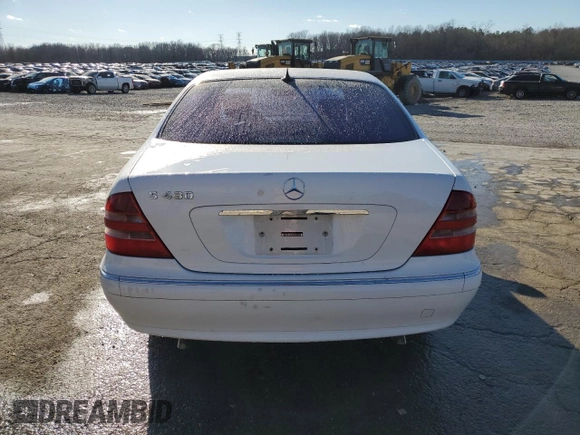 2001 Mercedes-Benz S-Class with VIN WDBNG70J51A188530, listed as a Copart auction lot 42014835 with 0 mi miles and Salvage Title. Bid and sale history available at carsss.com. Image 6.