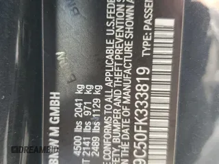2015 BMW M4 with VIN WBS3R9C50FK333819, listed as a Copart auction lot 61105565 with 168,932 mi miles and Salvage title. Bid and sale history available at DreamBid. Image 12.