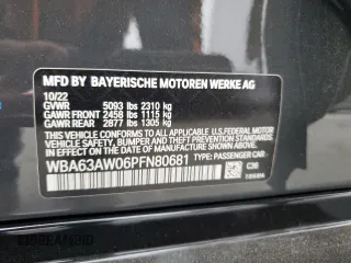 2023 BMW 4 Series M440i with VIN WBA63AW06PFN80681, listed as a Copart auction lot 58364774 with 20,057 mi miles and Salvage title. Bid and sale history available at DreamBid. Image 13.