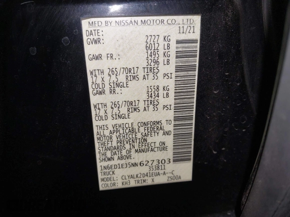 2022 Nissan Frontier SV z VIN 1N6ED1EJ5NN627303, wystawiony jako IAAI lot #41665799 z przebiegiem 59 462 mil mil oraz . Historia ofert i sprzedaży dostępna na DreamBid. Obrazek 9.