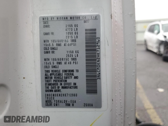2017 Nissan NV200 S z VIN 3N6CM0KN2HK712960, wystawiony jako Copart lot #83857044 z przebiegiem 114 288 mil mil oraz Szkoda całkowita • Salvage title. Historia ofert i sprzedaży dostępna na DreamBid. Obrazek 13.