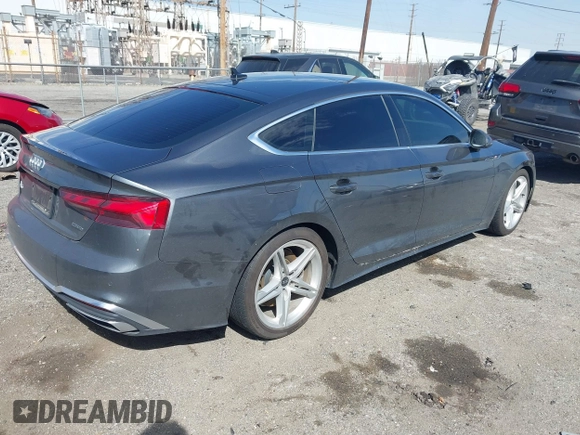 2022 Audi A5 Sportback S line Premium with VIN WAUDACF5XNA028633, listed as a IAAI auction lot 41696539 with 1 mi miles. Bid and sale history available at carsss.com. Image 4.