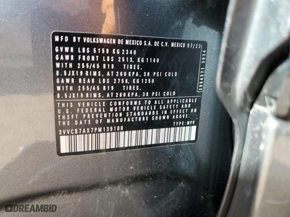 2023 Volkswagen Tiguan SE R-Line Black with VIN 3VVCB7AX7PM139188, listed as a Copart auction lot 49293925 with 12,873 mi miles and Salvage Title. Bid and sale history available at carsss.com. Image 14.