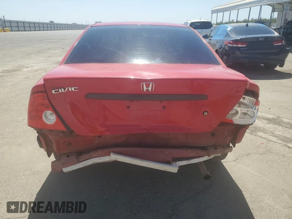 2005 Honda Civic Cpe VP SSRS with VIN 1HGEM223X5L011561, listed as a Copart auction lot 71584684 with 253,296 mi miles and Salvage Title. Bid and sale history available at carsss.com. Image 6.