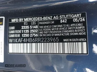 2024 Mercedes-Benz C 300 with VIN W1KAF4HB6RR223965, listed as a IAAI auction lot 41630201 with 4,282 mi miles and . Bid and sale history available at DreamBid. Image 9.