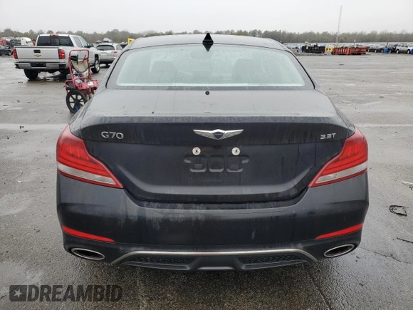 2021 Genesis G70 3.3T with VIN KMTG74LE8MU071729, listed as a Copart auction lot 43466165 with 18,760 mi miles and Salvage Title. Bid and sale history available at carsss.com. Image 6.