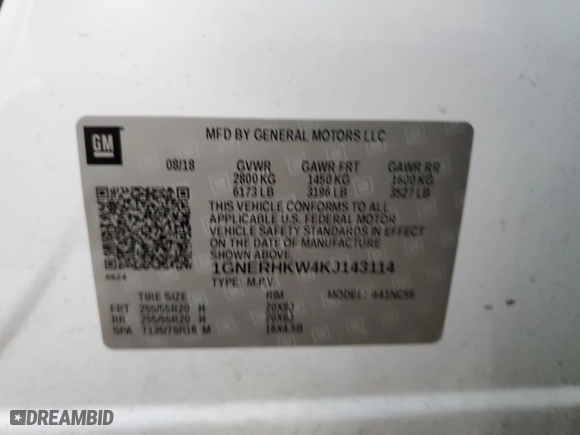 2019 Chevrolet Traverse LT Leather with VIN 1GNERHKW4KJ143114, listed as a Copart auction lot 42673365 with 153,815 mi miles and Salvage Title. Bid and sale history available at carsss.com. Image 15.