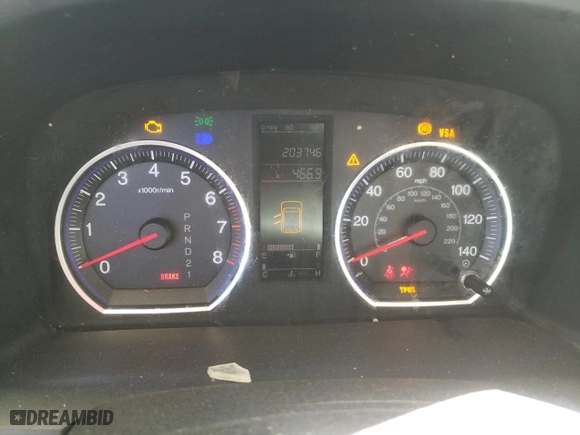 2008 Honda CR-V LX with VIN JHLRE38308C005334, listed as a Copart auction lot 47669625 with 203,746 mi miles and Salvage Title. Bid and sale history available at carsss.com. Image 9.