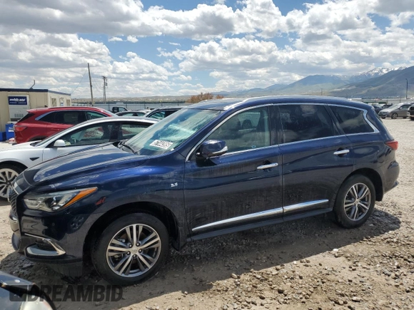 2019 Infiniti QX60 Luxe with VIN 5N1DL0MN0KC569460, listed as a Copart auction lot 57144395 with 89,957 mi miles and Clean title. Bid and sale history available at DreamBid. Image 1.
