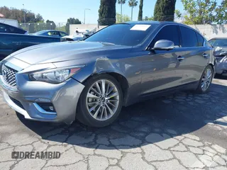 2021 Infiniti Q50 3.0t LUXE with VIN JN1EV7BP9MM706833, listed as a IAAI auction lot 41724977 with 55,784 mi miles. Bid and sale history available at carsss.com. Image 2.
