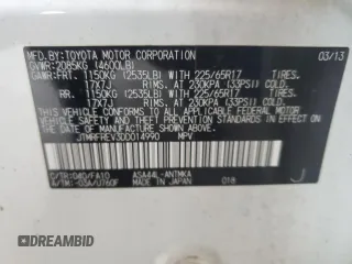 2013 Toyota RAV4 XLE with VIN JTMRFREV3DD014990, listed as a Copart auction lot 45807455 with 123,720 mi miles and Salvage Title. Bid and sale history available at DreamBid. Image 14.