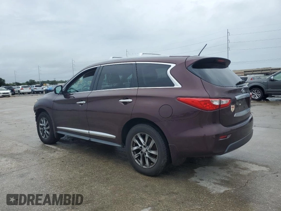 2013 Infiniti JX35 with VIN 5N1AL0MN7DC335399, listed as a Copart auction lot 71110244 with 122,775 mi miles and Salvage Title. Bid and sale history available at carsss.com. Image 2.